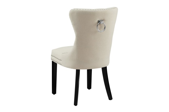 Chaise CASTLE lin beige style baroque - Lot de 2