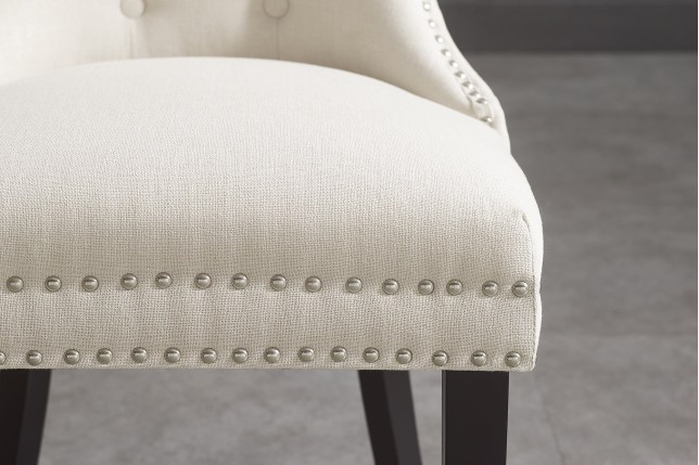 Chaise CASTLE lin beige style baroque - Lot de 2