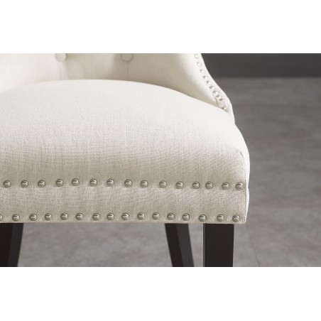 Chaise CASTLE lin beige style baroque - Lot de 2