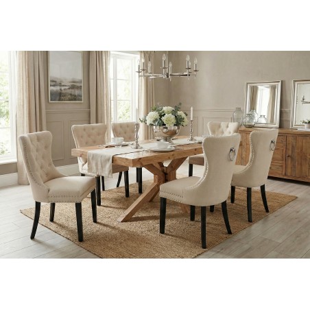 Chaise CASTLE lin beige style baroque - Lot de 2