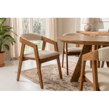Chaise MAMMUT acacia massif finition miel et tissu gris 2