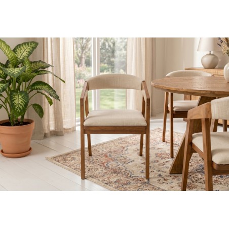 Chaise MAMMUT acacia massif finition miel et tissu gris
