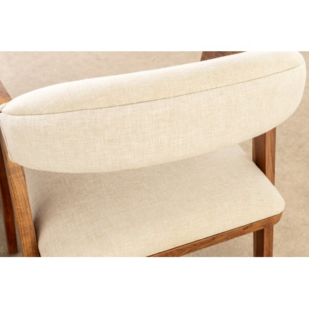 Chaise MAMMUT acacia massif finition miel et tissu gris