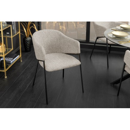 Chaise NOBLESSE beige et noir avec accoudoirs - Lot de 2