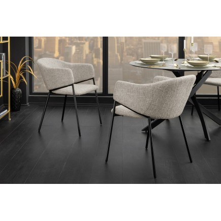 Chaise NOBLESSE beige et noir avec accoudoirs - Lot de 2 2