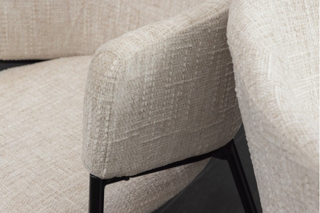 Chaise NOBLESSE beige et noir avec accoudoirs - Lot de 2