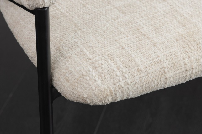 Chaise NOBLESSE beige et noir avec accoudoirs - Lot de 2