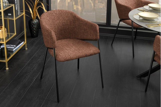 Chaise NOBLESSE accoudoirs brun pieds noirs - Lot de 2