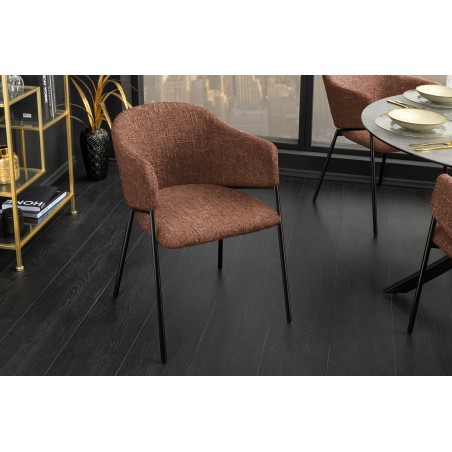 Chaise NOBLESSE accoudoirs brun pieds noirs - Lot de 2