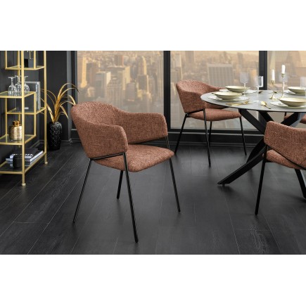 Chaise NOBLESSE accoudoirs brun pieds noirs - Lot de 2 2