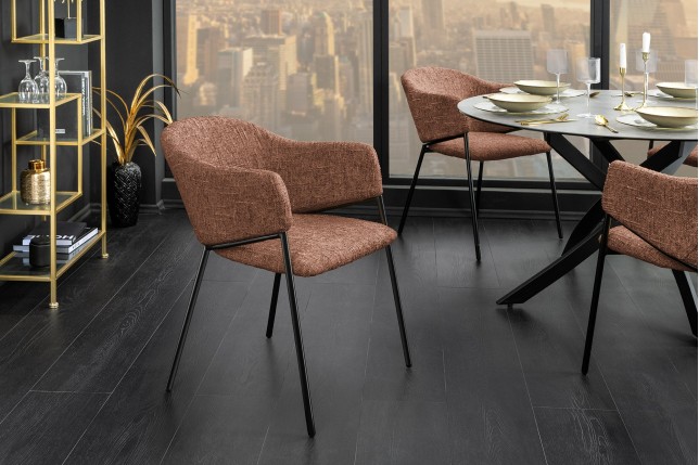 Chaise NOBLESSE accoudoirs brun pieds noirs - Lot de 2