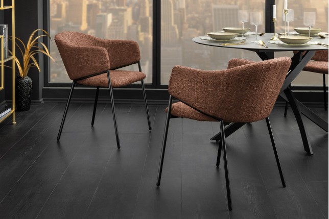 Chaise NOBLESSE accoudoirs brun pieds noirs - Lot de 2