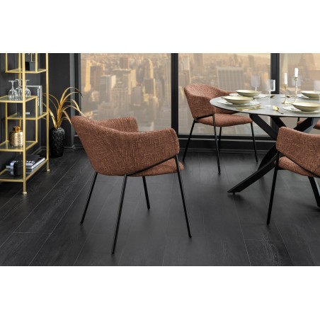 Chaise NOBLESSE accoudoirs brun pieds noirs - Lot de 2