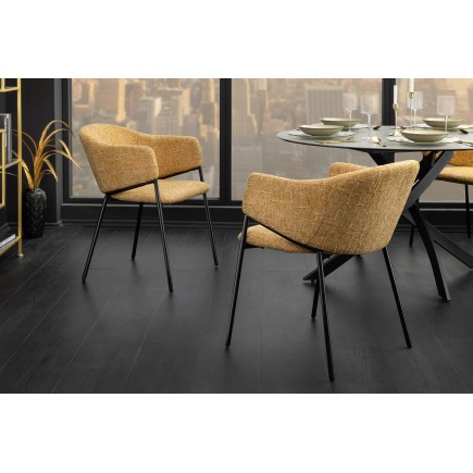 Chaise NOBLESSE accoudoirs jaune moutarde pieds noirs 2