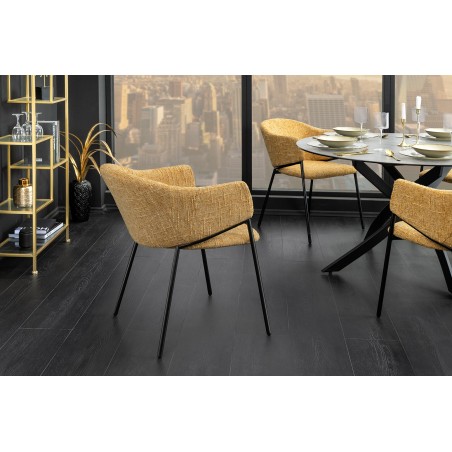 Chaise NOBLESSE accoudoirs jaune moutarde pieds noirs