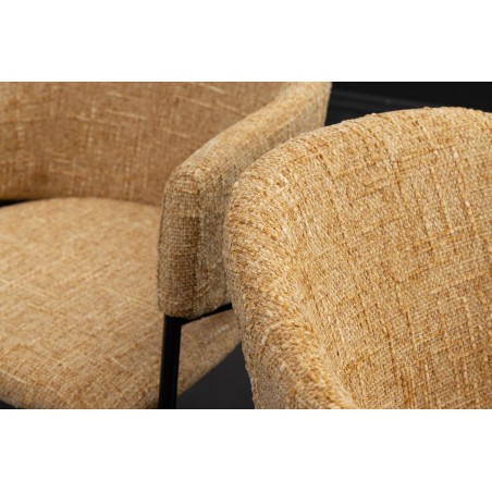 Chaise NOBLESSE accoudoirs jaune moutarde pieds noirs