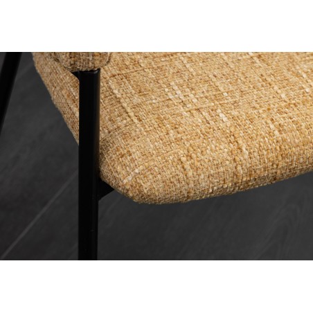 Chaise NOBLESSE accoudoirs jaune moutarde pieds noirs