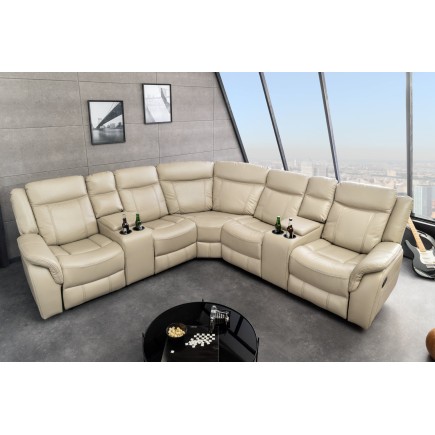 Fauteuil Cinéma HOLLYWOOD 5 places similicuir beige
