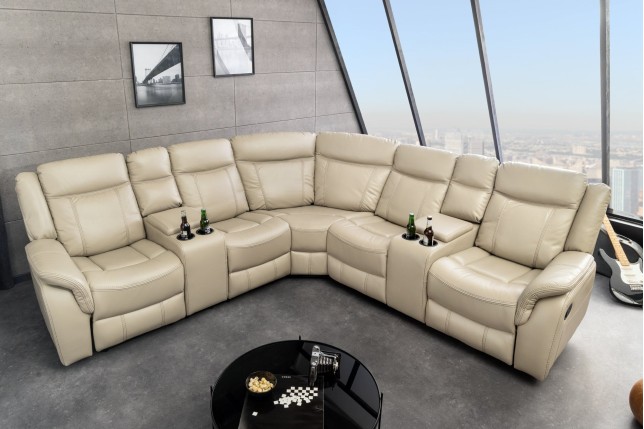 Fauteuil Cinéma HOLLYWOOD 5 places similicuir beige