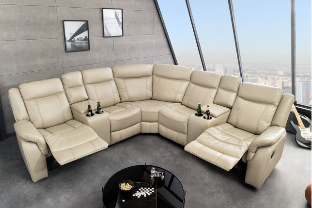 Fauteuil Cinéma HOLLYWOOD 5 places similicuir beige