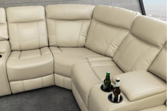 Fauteuil Cinéma HOLLYWOOD 5 places similicuir beige