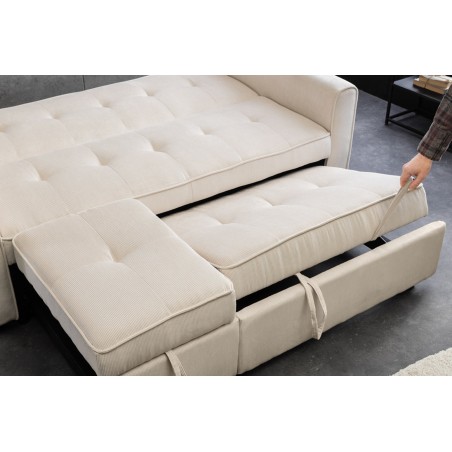 Canapé-lit SMART 180cm 2 places tissu cordé beige