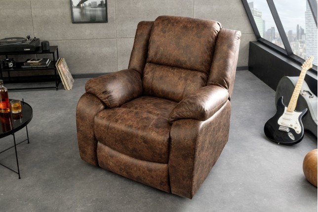 Fauteuil cinéma HOLLYWOOD similicuir brun ancien