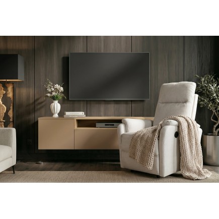 Fauteuil HOLLYWOOD électrique tissu beige - Confort cinéma