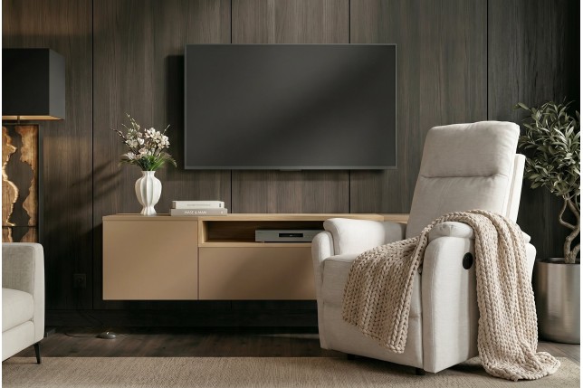 Fauteuil HOLLYWOOD électrique tissu beige - Confort cinéma