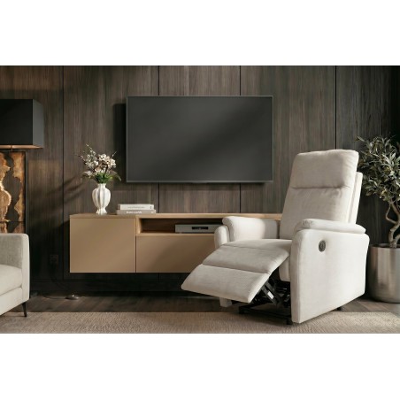 Fauteuil HOLLYWOOD électrique tissu beige - Confort cinéma