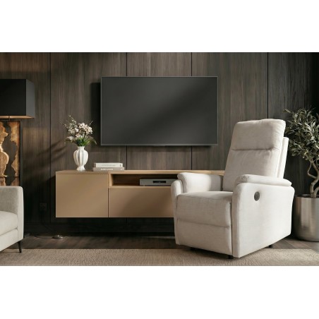 Fauteuil HOLLYWOOD électrique tissu beige - Confort cinéma