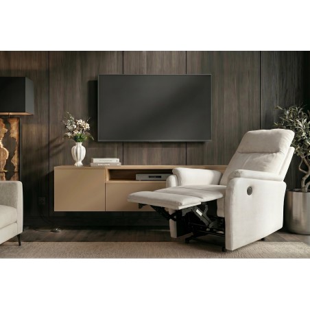 Fauteuil HOLLYWOOD électrique tissu beige - Confort cinéma