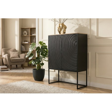Highboard ORBIT 120cm - Buffet manguier massif et métal noir