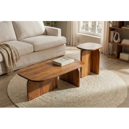 Table basse GATSBY lot de 2 - Acacia massif verni