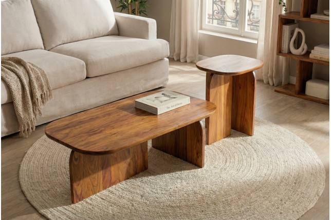 Table basse GATSBY lot de 2 - Acacia massif verni
