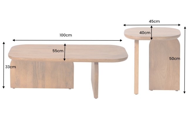 Table basse GATSBY lot de 2 - Acacia massif verni