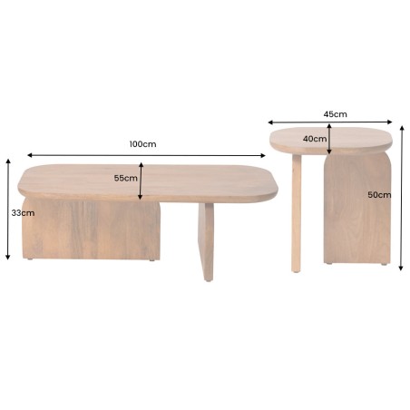 Table basse GATSBY lot de 2 - Acacia massif verni