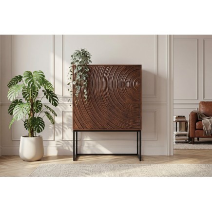 Highboard ORBIT 120cm Bois Manguier Massif Brun