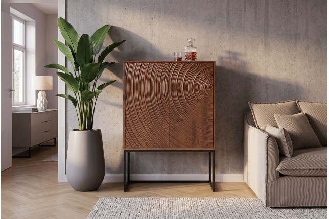 Highboard ORBIT 120cm Bois Manguier Massif Brun