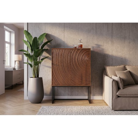 Highboard ORBIT 120cm Bois Manguier Massif Brun