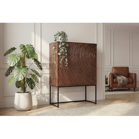 Highboard ORBIT 120cm Bois Manguier Massif Brun