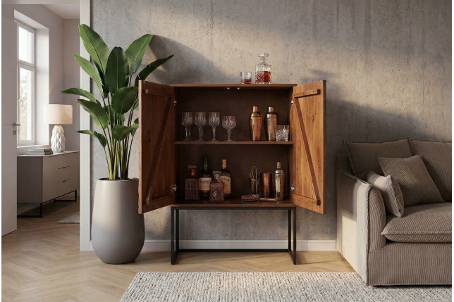 Highboard ORBIT 120cm Bois Manguier Massif Brun