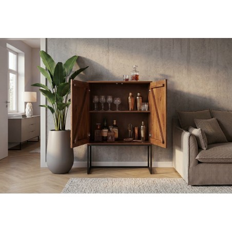 Highboard ORBIT 120cm Bois Manguier Massif Brun