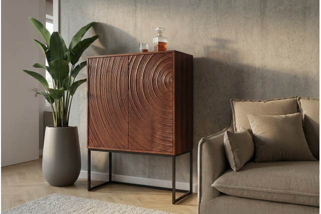 Highboard ORBIT 120cm Bois Manguier Massif Brun