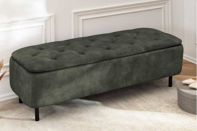 Banc coffre EN VOGUE 120cm velours vert foncé