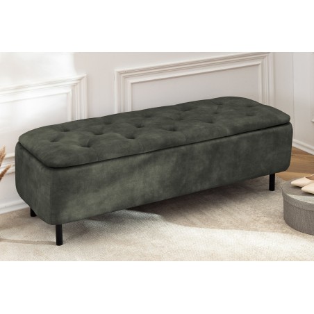 Banc coffre EN VOGUE 120cm velours vert foncé