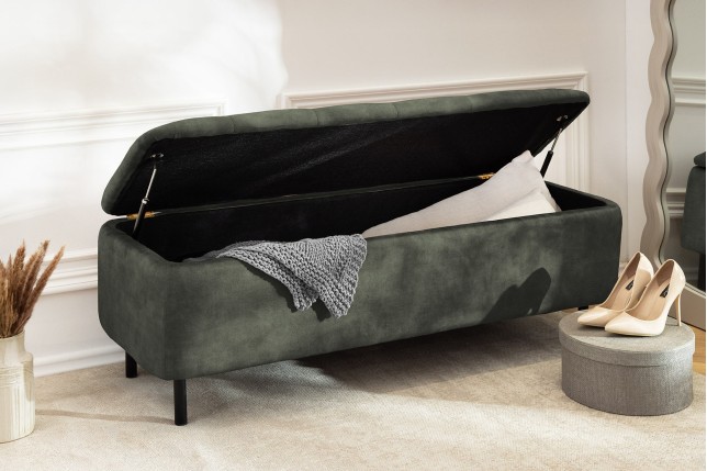 Banc coffre EN VOGUE 120cm velours vert foncé