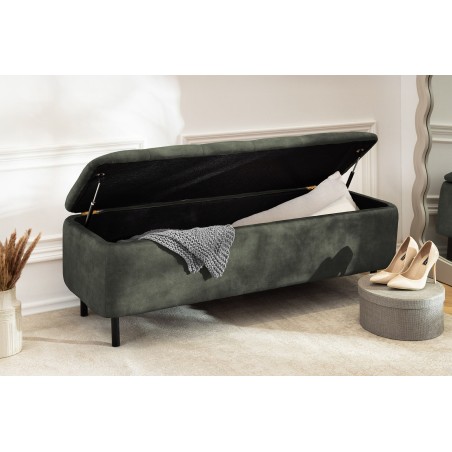 Banc coffre EN VOGUE 120cm velours vert foncé