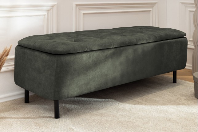 Banc coffre EN VOGUE 120cm velours vert foncé