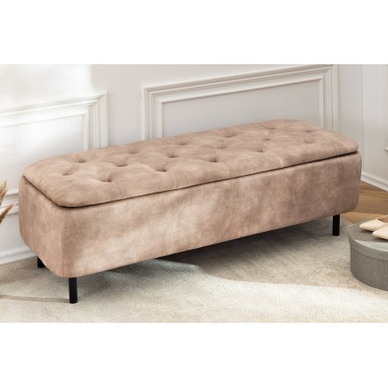 Banc coffre EN VOGUE 120cm velours beige - Rangement